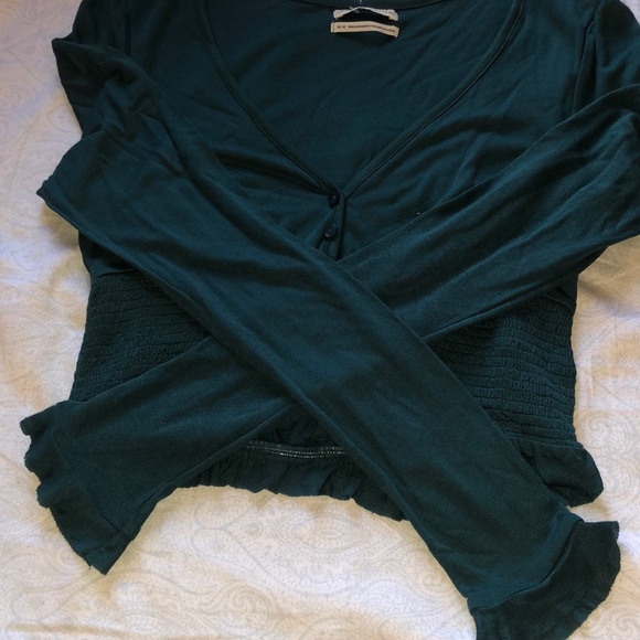 Urban Outfitters medium teal button-up, v-neck shirt - Picture 7 of 9